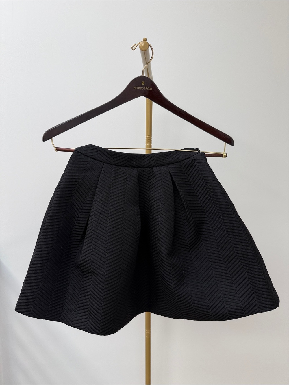 Black Textured A-Line Mini Skirt S